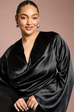 Robe Portefeuille Satinée Grande Taille Avec Détail Franges