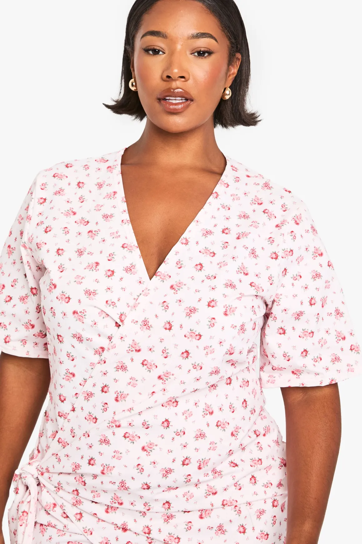robe portefeuille à taille basse ditsy