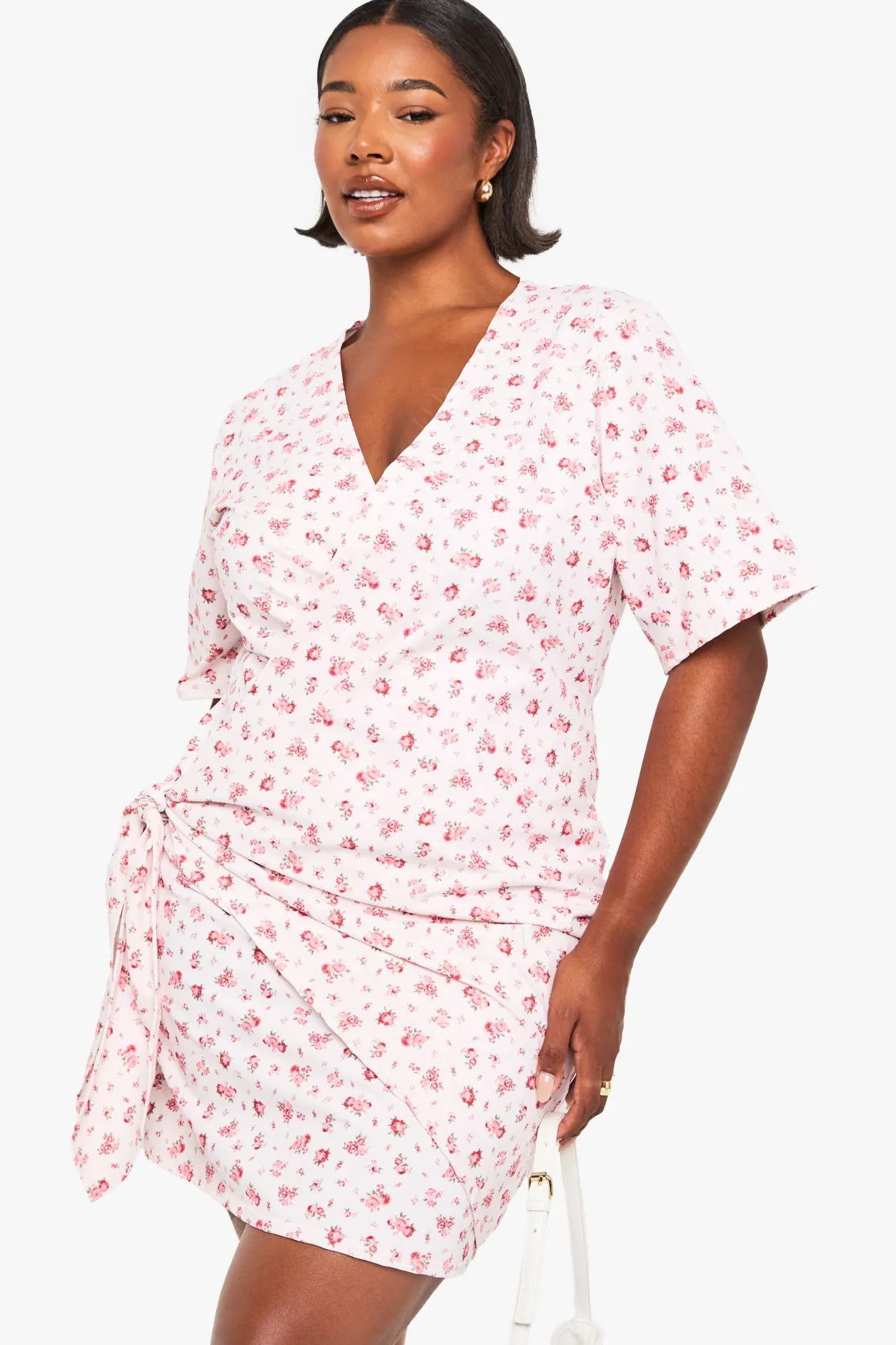 robe portefeuille à taille basse ditsy