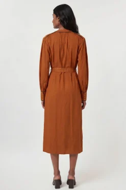 Robe Portefeuille Tissée En Viscose Et Lin Premium Avec Détails Cloutés