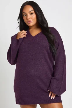 Robe pull à encolure en V Plus