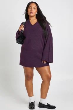 Robe pull à encolure en V Plus