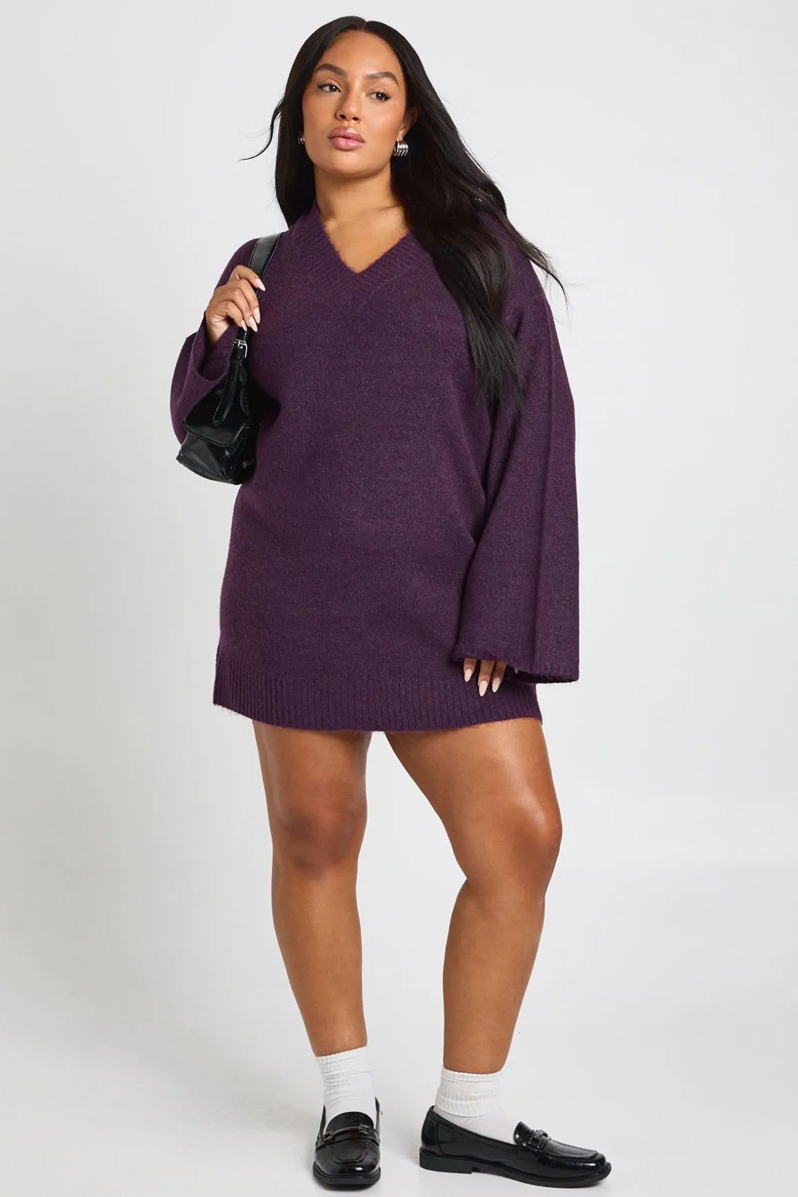 Robe pull à encolure en V Plus