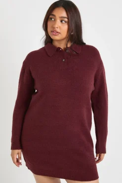 Robe pull en maille à manches longues avec col