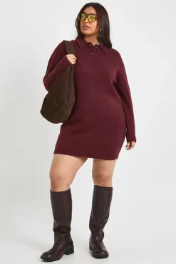 Robe pull en maille à manches longues avec col