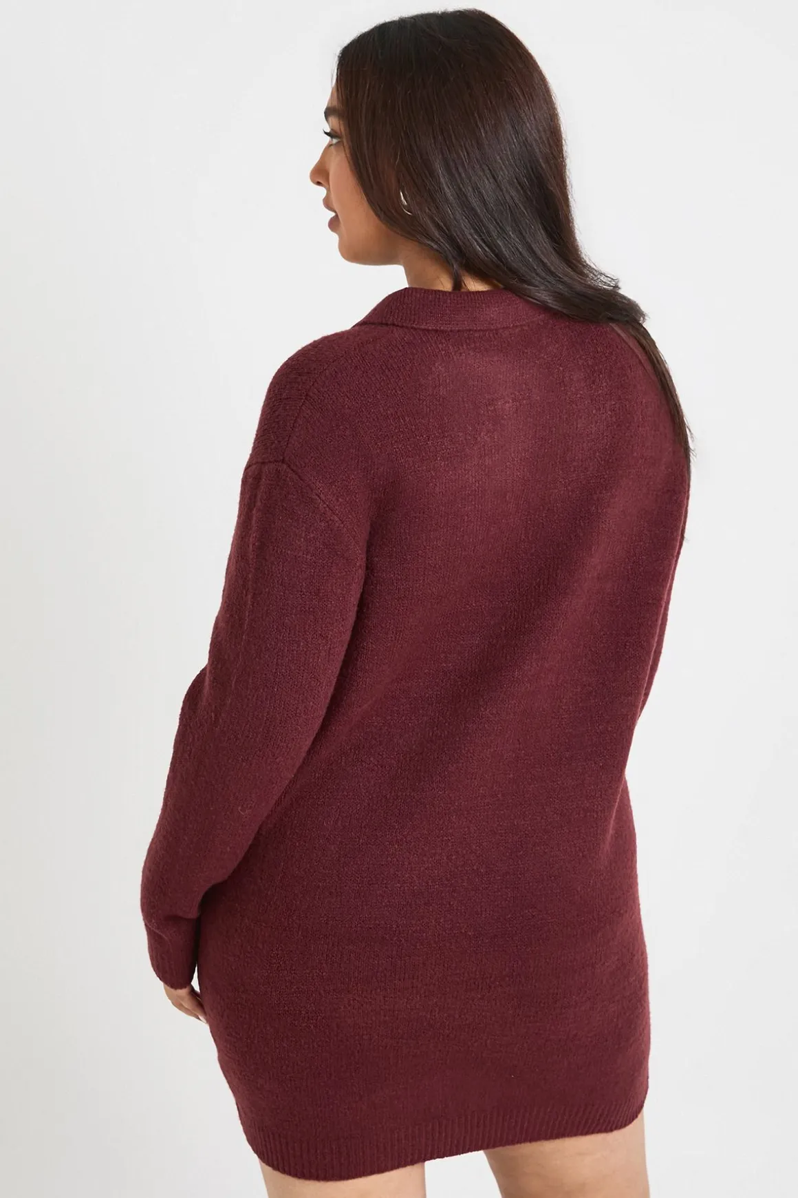 Robe pull en maille à manches longues avec col