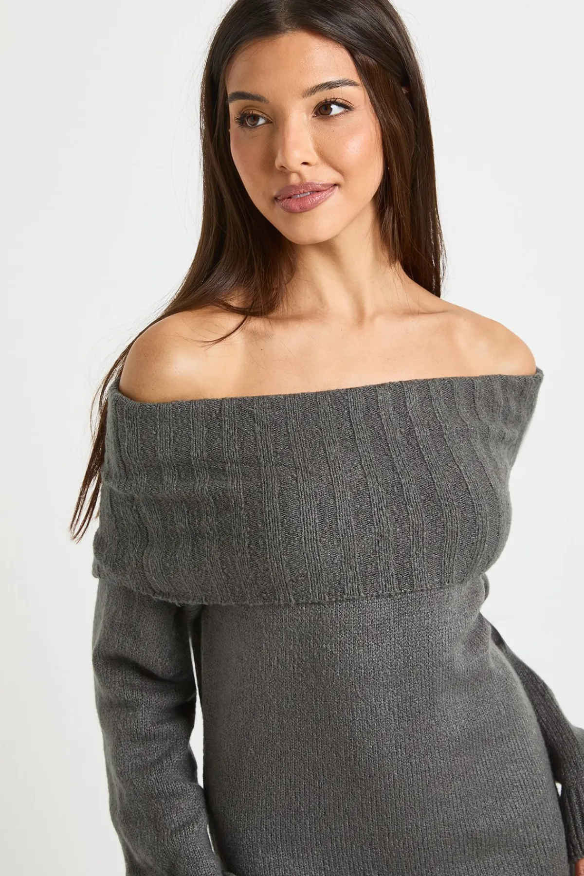 boohoo Robe Pull Maxi Oversize Premium à Encolure Bardot<Femme Robes À Manches Longues|Robes