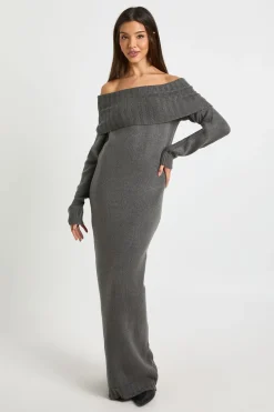 boohoo Robe Pull Maxi Oversize Premium à Encolure Bardot<Femme Robes À Manches Longues|Robes