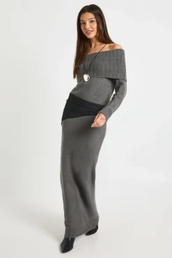 boohoo Robe Pull Maxi Oversize Premium à Encolure Bardot<Femme Robes À Manches Longues|Robes