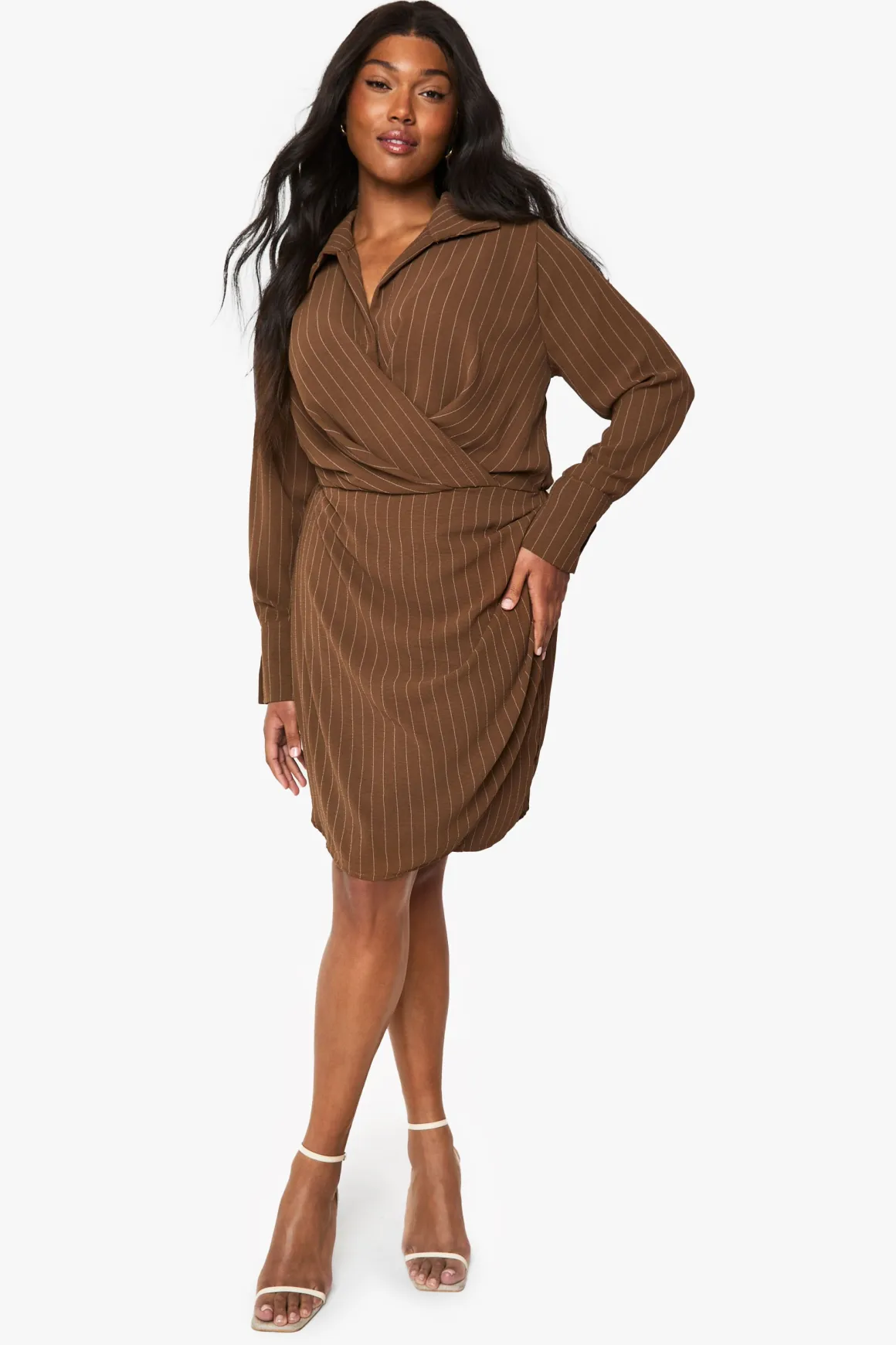 Robe à rayures effet lin Plus
