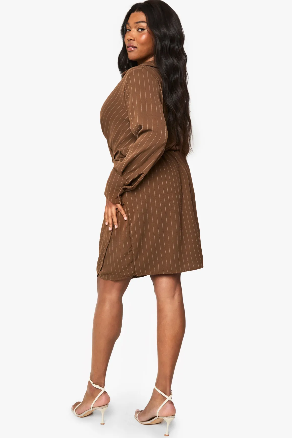Robe à rayures effet lin Plus