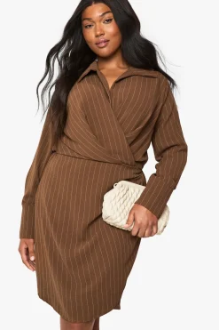 Robe à rayures effet lin Plus
