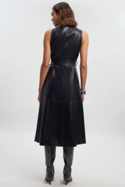 Robe Sans Manches Ceinturée en synthétique