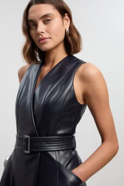 Robe Sans Manches Ceinturée en synthétique