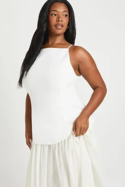 Robe Sans Manches En Crêpe Grande Taille Avec Jupe En Mousseline
