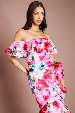 Robe Scuba À Imprimé Floral Placé