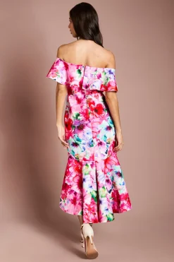Robe Scuba À Imprimé Floral Placé