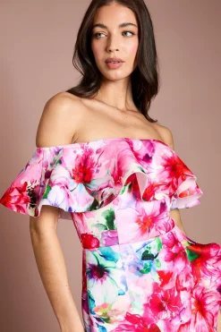 Robe Scuba À Imprimé Floral Placé
