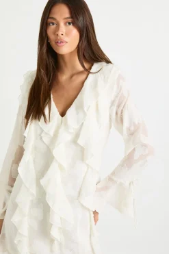 Robe shift burnout florale à volants