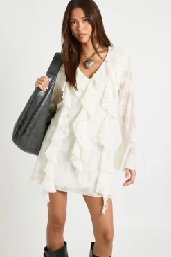 Robe shift burnout florale à volants