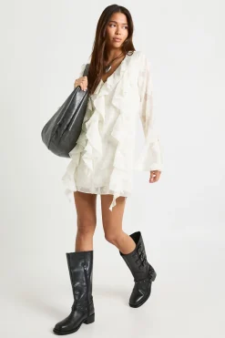 Robe shift burnout florale à volants