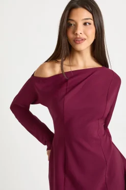boohoo Robe shift mini Bardot structurée<Femme Robes À Manches Longues|Robes