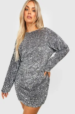 Robe shift à paillettes grande taille Batwing