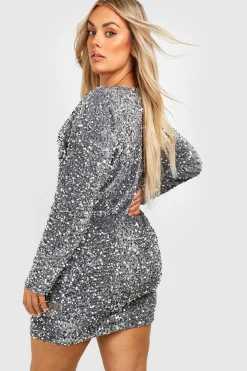 Robe shift à paillettes grande taille Batwing
