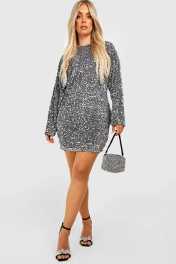 Robe shift à paillettes grande taille Batwing