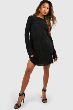 boohoo Robe shift plissée<Femme Robes À Manches Longues|Robes