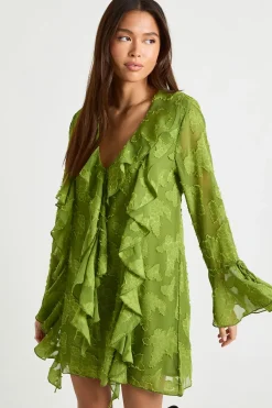 Robe shift à volants Burnout Floral