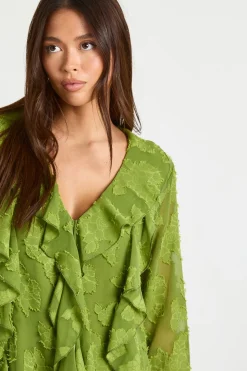 Robe shift à volants Burnout Floral