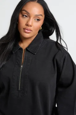 Robe shift zippée en denim Plus