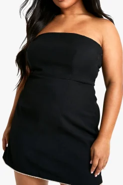 Robe Skater Bandeau à Détail Perle Taille Plus