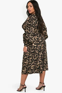 ROBE SKATER CEINTURÉE À MOTIF LÉOPARD