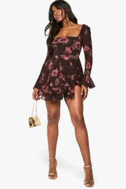 Robe skater en chiffon floral