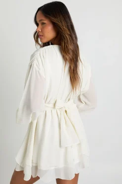 Robe skater en chiffon à manches longues