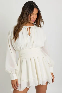 Robe skater en chiffon à manches longues