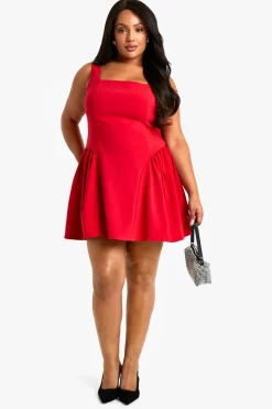 boohoo Robe Skater à encolure carrée Plus<Femme Robes Patineuses|Robes