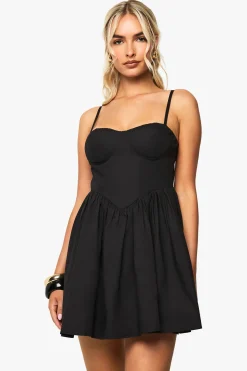 boohoo Robe skater en coton à taille en V style laitière<Femme Robes Patineuses|Robes