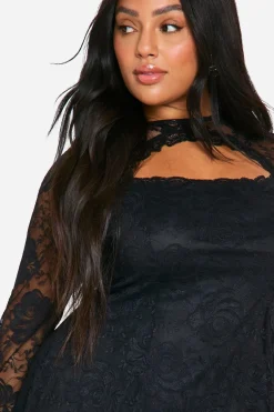 Robe Skater en Dentelle Plus à Manches Évasées
