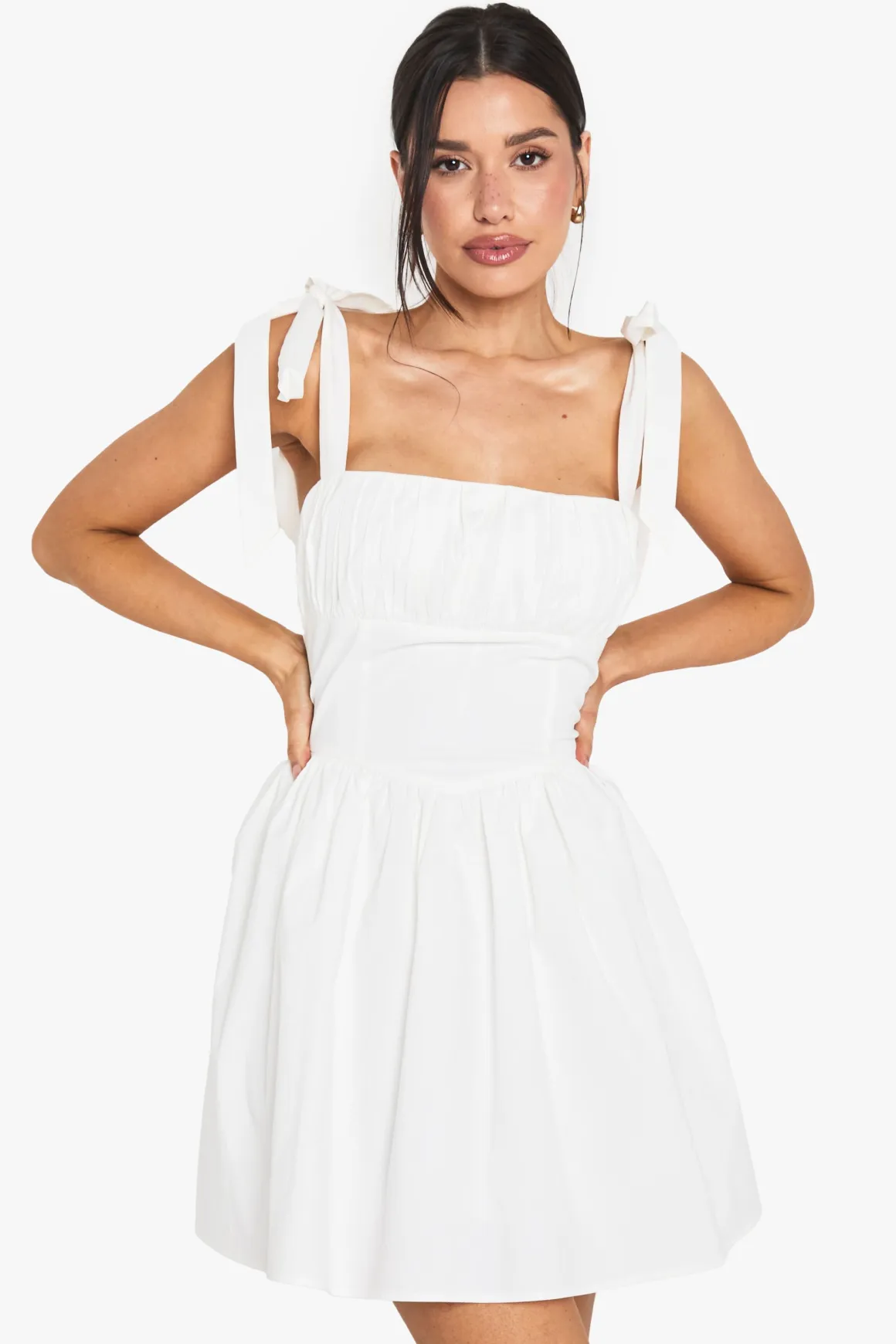 Robe skater laitière à épaules nouées tall