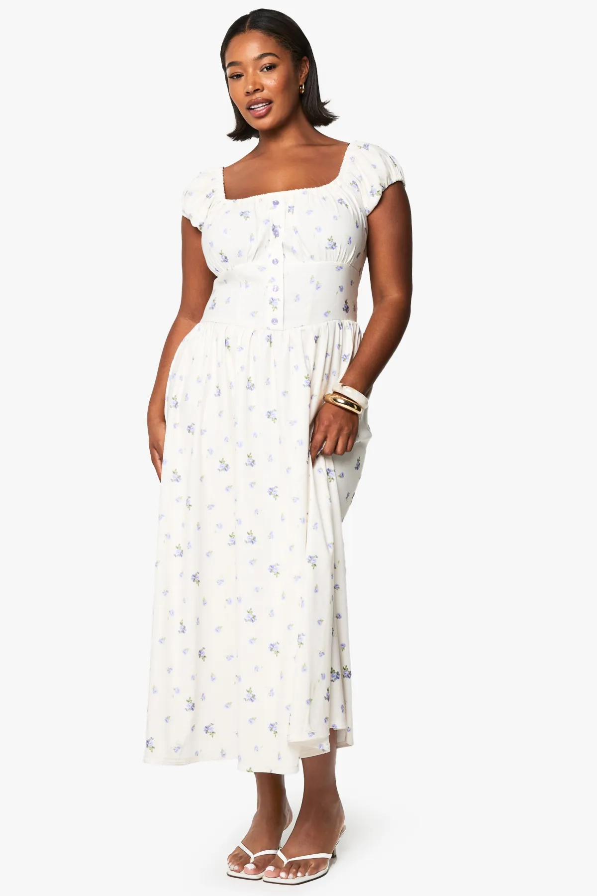 boohoo ROBE SKATER MIDI DITSY EN BENGALINE POUR GRANDES TAILES<Femme Toutes Les Robes|Robes Mi-Longues