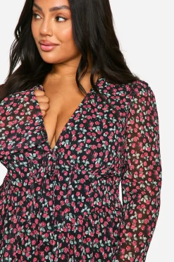 Robe Skater Milkmaid Florale Tissée Plus