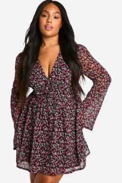Robe Skater Milkmaid Florale Tissée Plus