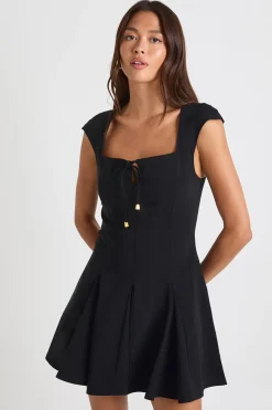 Robe skater à nouer au buste en bengaline