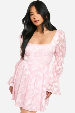 Robe skater petite à manches volumineuses effet burnout