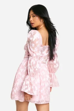 Robe skater petite à manches volumineuses effet burnout