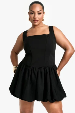 Robe Skater Plissée à Encolure Carrée Plus