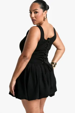 Robe Skater Plissée à Encolure Carrée Plus